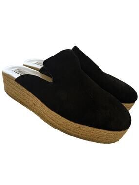 Steve Madden Black Suede Mule Wedge Slides Size 8